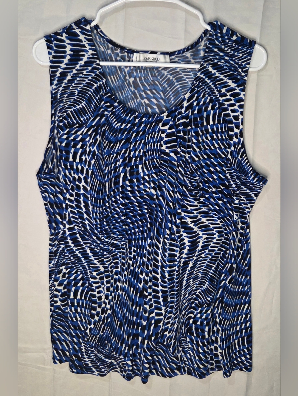 Jones Studio Blue Abstract Blouse 1X Flowy Tank Work to Weekend - Picture 2 of 7